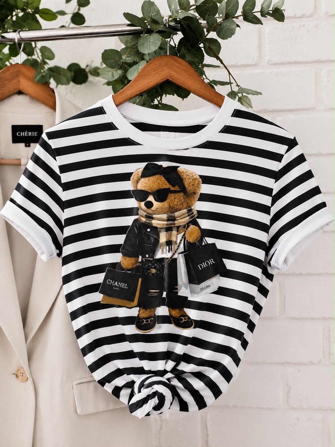 T- shirt bear listrado preto
